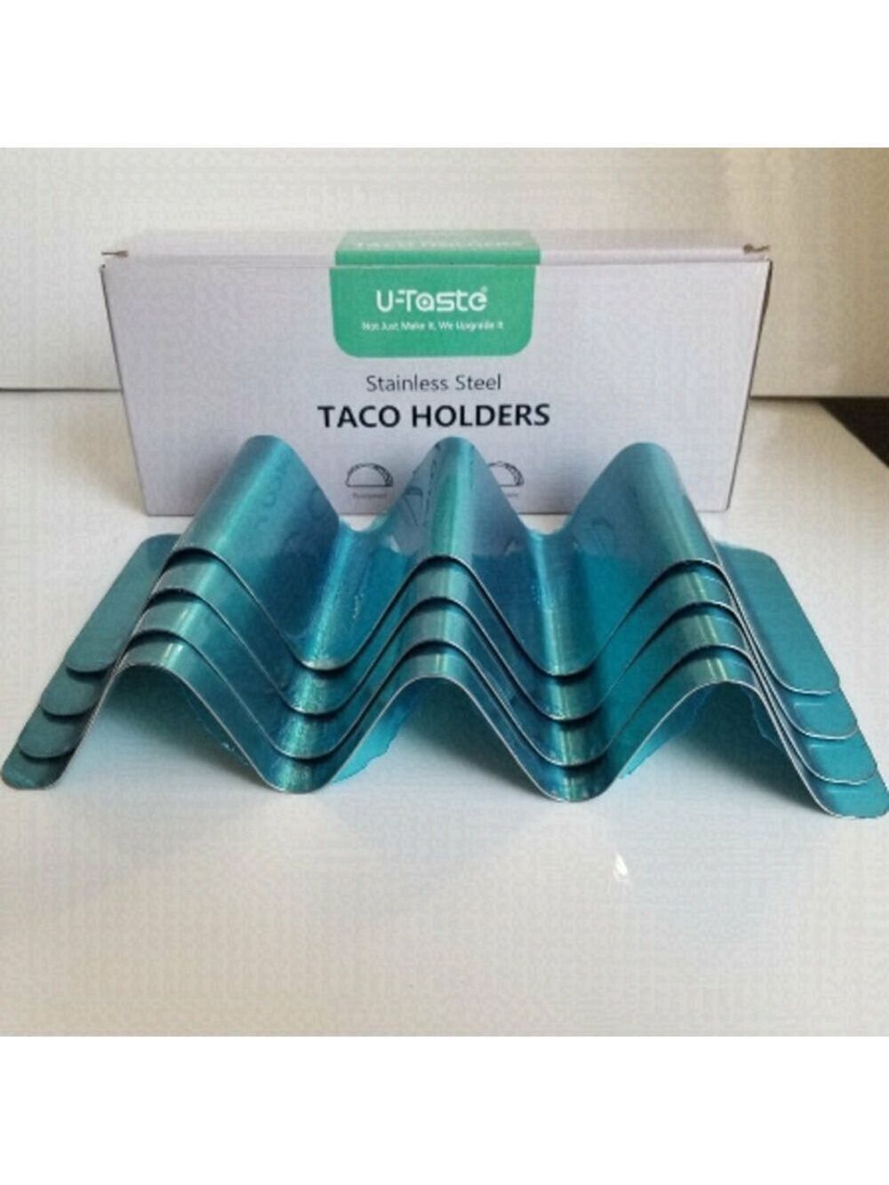 Taco Holders Stainless Steel U-Taste Soft Hard Taco Shell Rack Set of 4